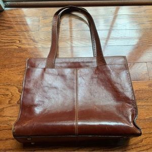 Fossil 1954 Brown Thick Leather Double Handles Large Tote Shoulder Bag